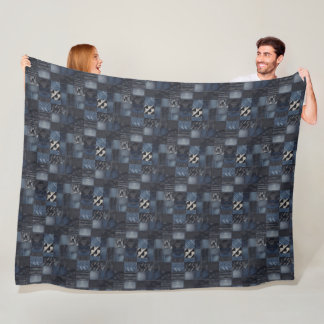 Couverture Polaire Illustration d'art en tissu de Dénim de Patchwork