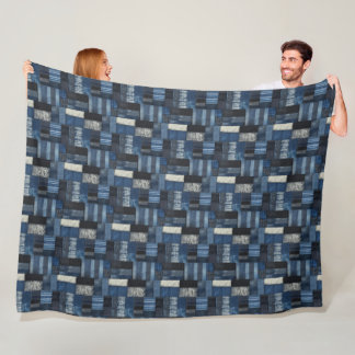 Couverture Polaire Illustration d'art en tissu de Dénim de Patchwork