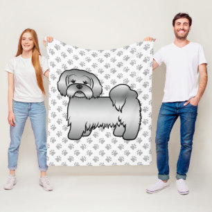 Couverture Polaire Illustration de chien de dessin animé mignon Lhass