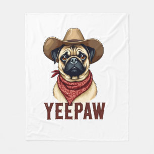 Couverture Polaire Illustration de chien western YeePaw Pug cowboy vi