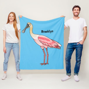 Couverture Polaire Illustration de dessin animé d'oiseau spatule rosé