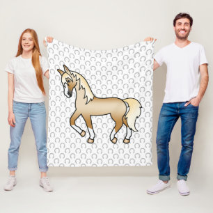 Couverture Polaire Illustration de dessin animé mignon de cheval trot