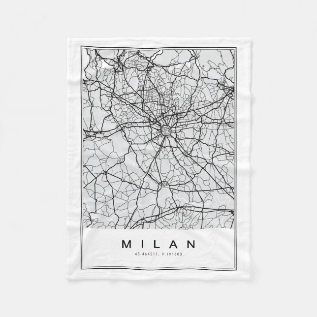 Couverture Polaire Illustration de la carte de Milan (Devant)