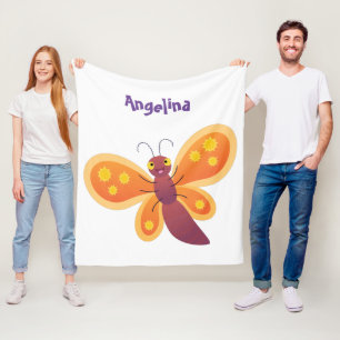 Couverture Polaire Illustration de papillon orange joyeux et mignon d