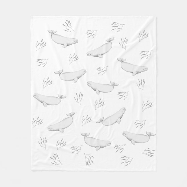 Couverture Polaire Illustration Délicate Des Baleines Beluga Et Des M (Devant)