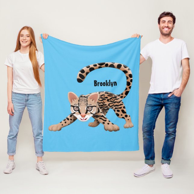 Couverture Polaire Illustration d'ocelot mignon (En situation)