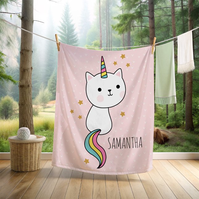 Couverture Polaire Illustration du maïs-grain rose mignon Kawaii (The two cutest animals (cat and a unicorn) come together to make...you guessed it...The Caticorn! )