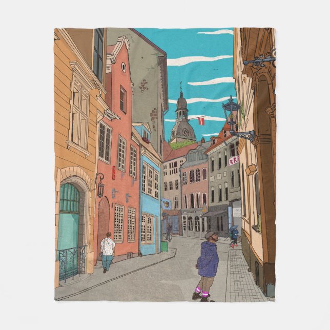 Couverture Polaire Illustration du paysage urbain du centre-ville de  (Devant)