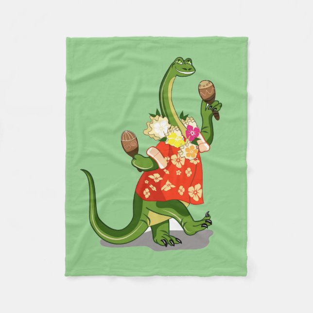 Couverture Polaire Illustration D'Un Brontosaurus Jouant À Maracas. (Devant)