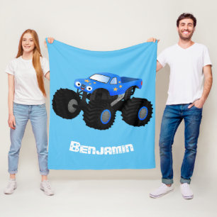 Couverture Polaire Illustration d'un camion monstre bleu mou