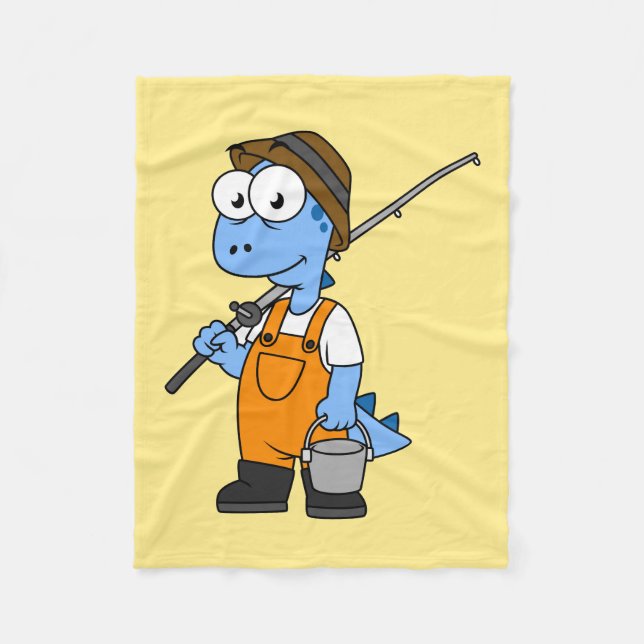 Couverture Polaire Illustration D'Un Pêcheur D'Allosaurus. (Devant)