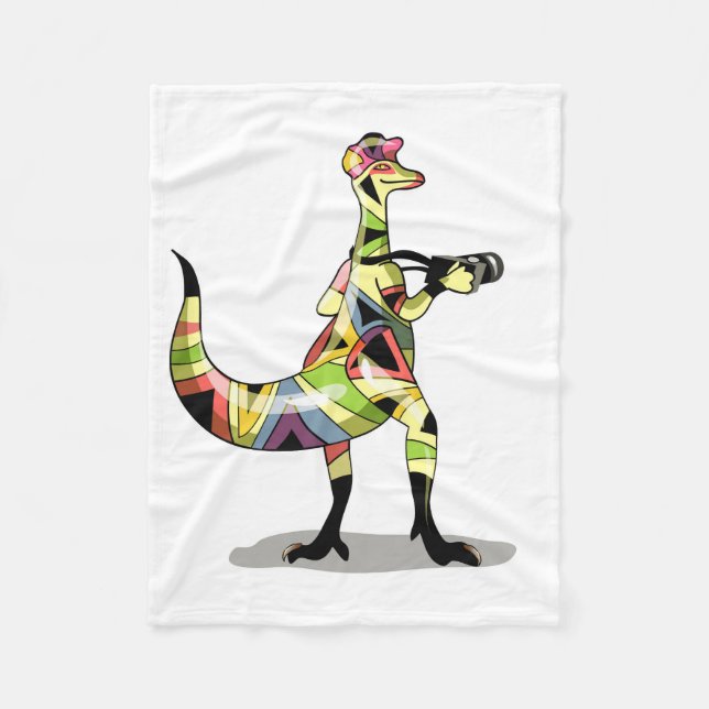 Couverture Polaire Illustration D'Un Photographe Iguanodon. (Devant)