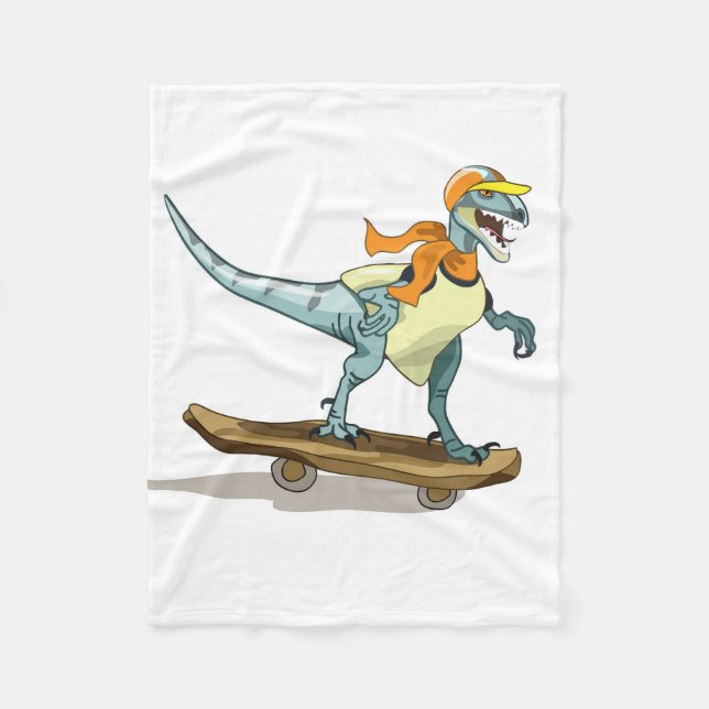 Couverture Polaire Illustration D'Un Raptor Skateboard. (Devant)