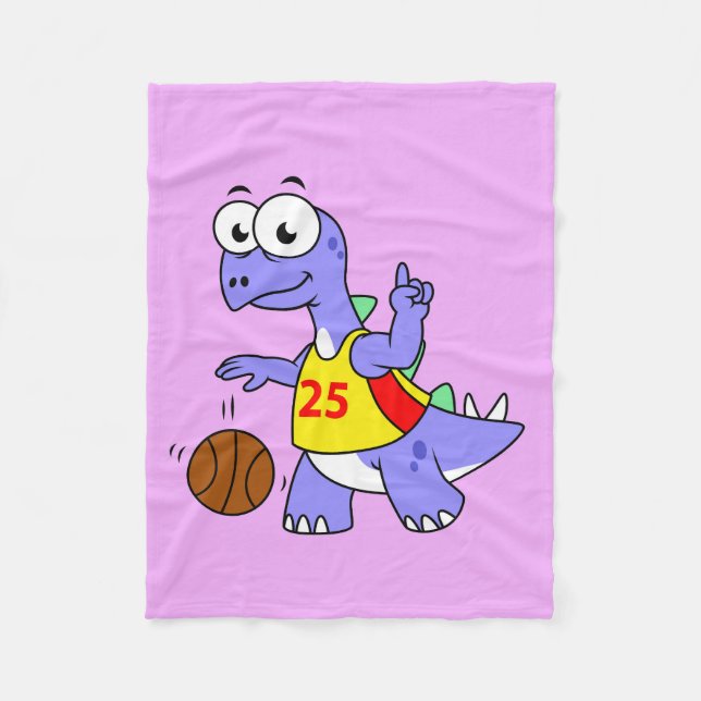 Couverture Polaire Illustration D'Un Stegosaurus Jouant Au Basket. (Devant)