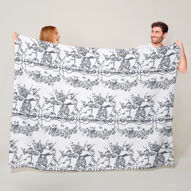 Couverture Polaire Illustration en noir et blanc de Peter Max dans le (En situation)