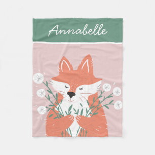 Couverture Polaire Illustration Fox Fleurs d'odeur personnalisée