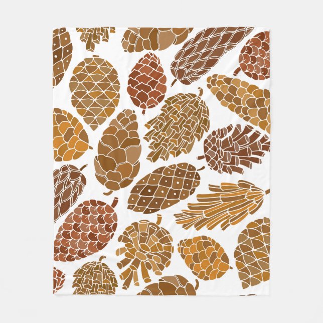 Couverture Polaire Illustration motif cônes de pin. (Devant)