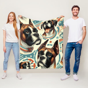 Couverture Polaire Illustration vintage de chien de boxe sans soudure