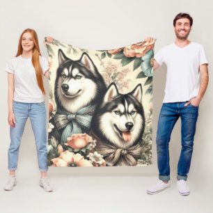 Couverture Polaire Illustration vintage de Husky en Sibérie