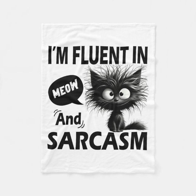 Couverture Polaire I'm Fluent In Meow And Sarcasm Funny Cat Lover Wom (Devant)