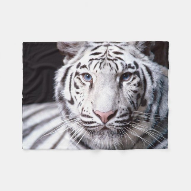 Couverture Polaire Image blanche de tigre de Bengale (Devant (Horizontal))