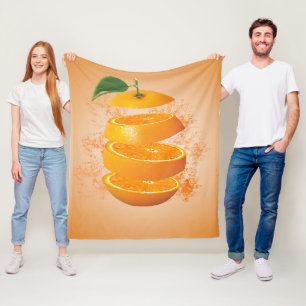 Couverture Polaire Image personnalisée découpée en tranches orange vi