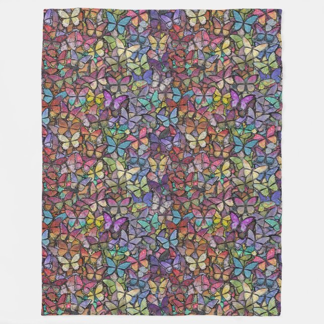 Couverture Polaire imaginaire arc-en-ciel  papillon motif (Devant)