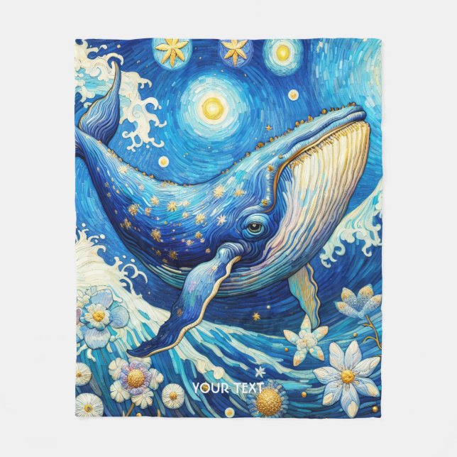 Couverture Polaire Imaginaire Belle baleine Etoiles Mer (Devant)