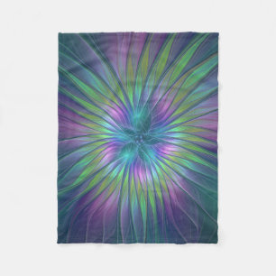 Couverture Polaire Imaginaire brillant coloré Fleur Abstrait Fractal