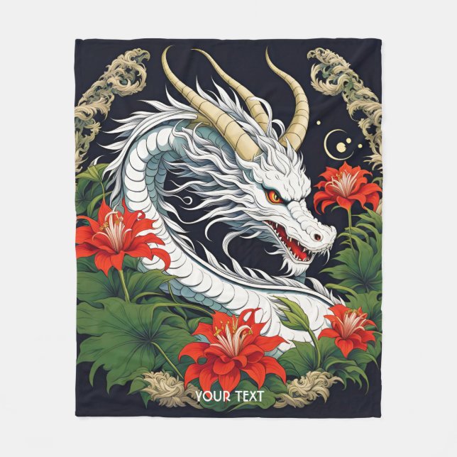 Couverture Polaire Imaginaire Cute Vivid Fleurs Dragon Feuilles (Devant)