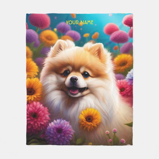 Couverture Polaire Imaginaire mignonne Vivid Poméranie Fleurs de bébé (Devant)