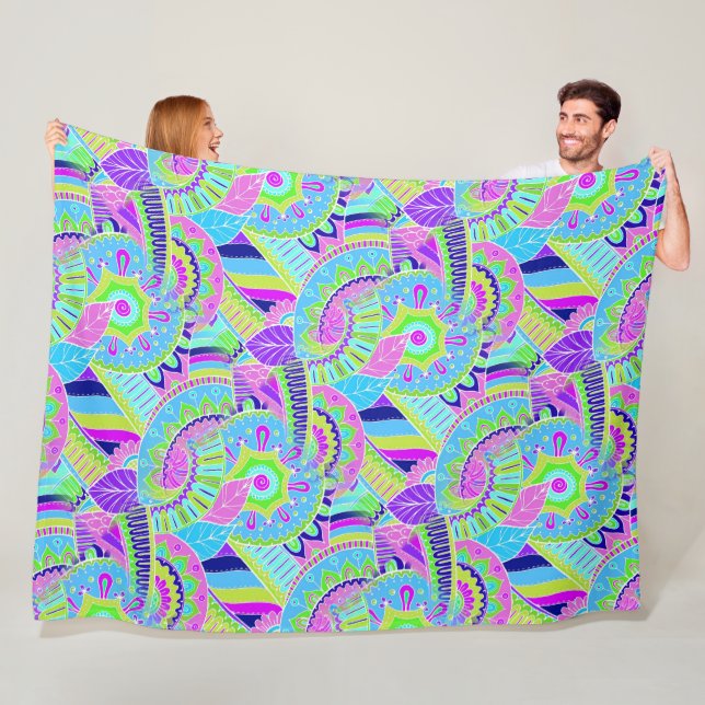 Couverture Polaire Imaginaire Paisley Ornements Motif sans soudure 1 (En situation)