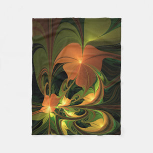 Couverture Polaire Imaginaire Plante Abstrait rouille verte Brown fra