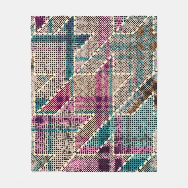Couverture Polaire Imitation of indian patchwork pattern with texture (Devant)