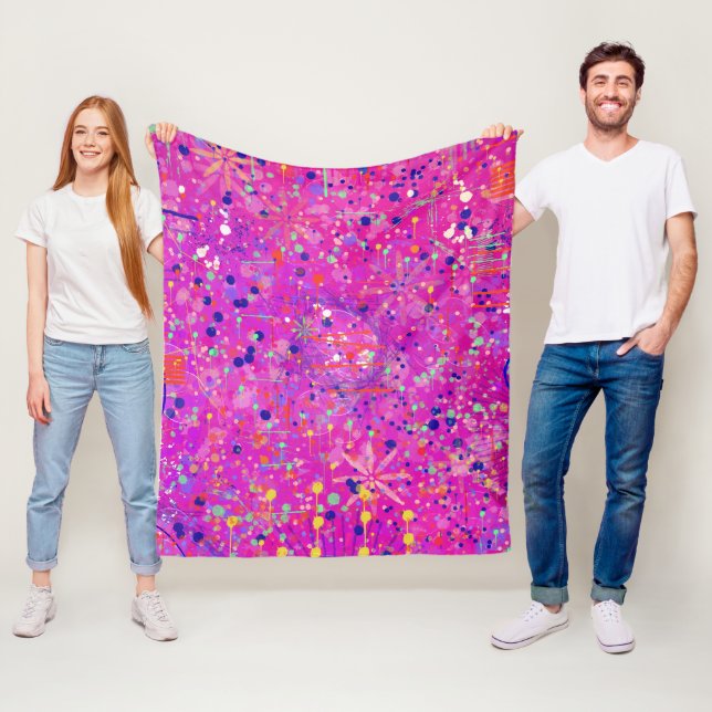 Couverture Polaire Impression abstraite Jubilé Magenta  (En situation)