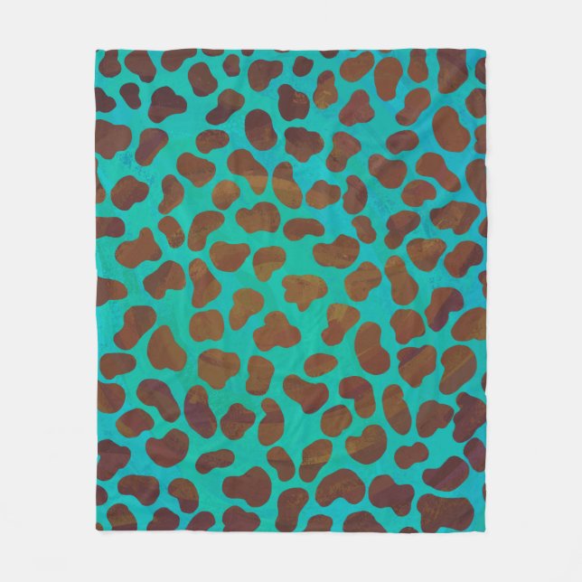 Couverture Polaire Impression Brown et Turquoise dalmate (Devant)