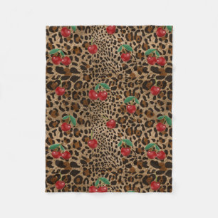 Couverture Polaire Impression d'animal Léopard Guépard Motif Cerise R