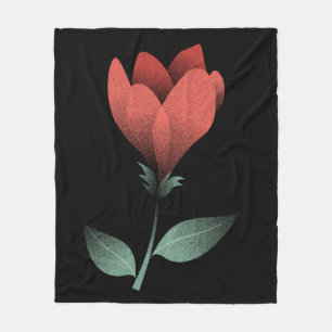 Couverture Polaire Impression d'art Fleur Rouge Minimaliste sur Fond 
