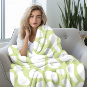 Couverture Polaire Impression de vache verte Pastel et blanche