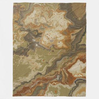 Couverture Polaire Impression rustique abstraite vert olive ambre mou