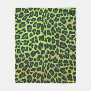Couverture Polaire Imprimante noir et vert léopard