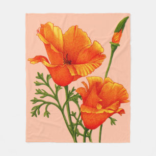 Couverture Polaire imprimé de pavot orange en Californie