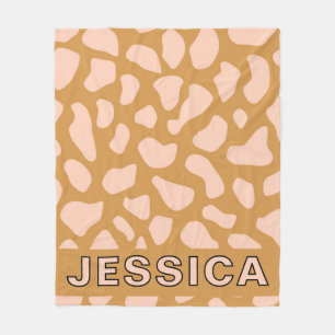 Couverture Polaire Imprimé de vache personnalisé rose poudré et beige