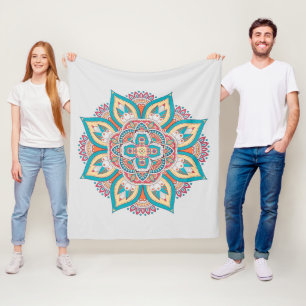 Couverture Polaire imprimé ethnique motif de style mandala coloré
