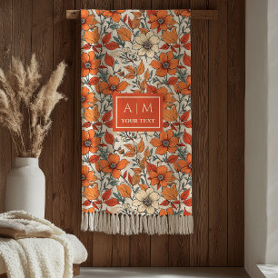 Couverture Polaire Imprimé floral automnal tons rouillés pelucheux sa
