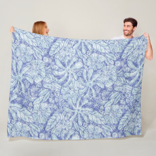 Couverture Polaire Imprimé hawaïen Naupaka ilima fleurs de tiare