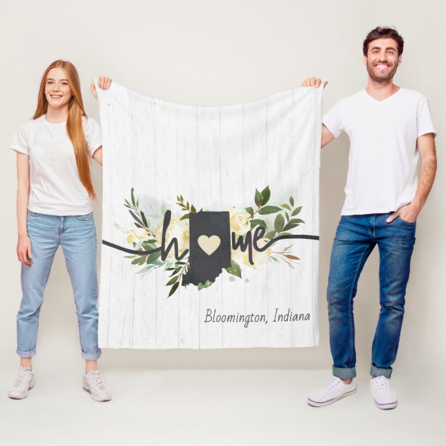 Couverture Polaire Indiana State Personnalisé Your Home City Rustic (En situation)