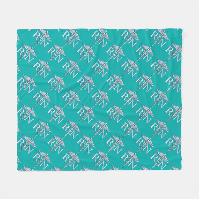 Couverture Polaire Infirmière autorisée RN Caduceus sur le Turquoise  (Devant (Horizontal))