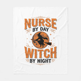 Couverture Polaire Infirmière le jour Sorcière la nuit Design Hallowe