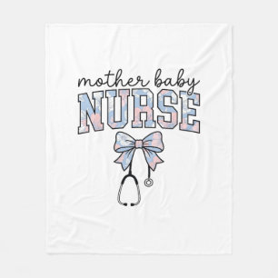 Couverture Polaire Infirmière Mère Bébé Chemise à nœud floral Design_